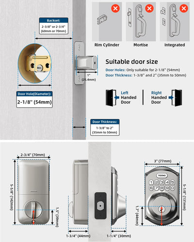 TEEHO TE001 junto a una regla para comparar escala y verificar ajuste en puerta