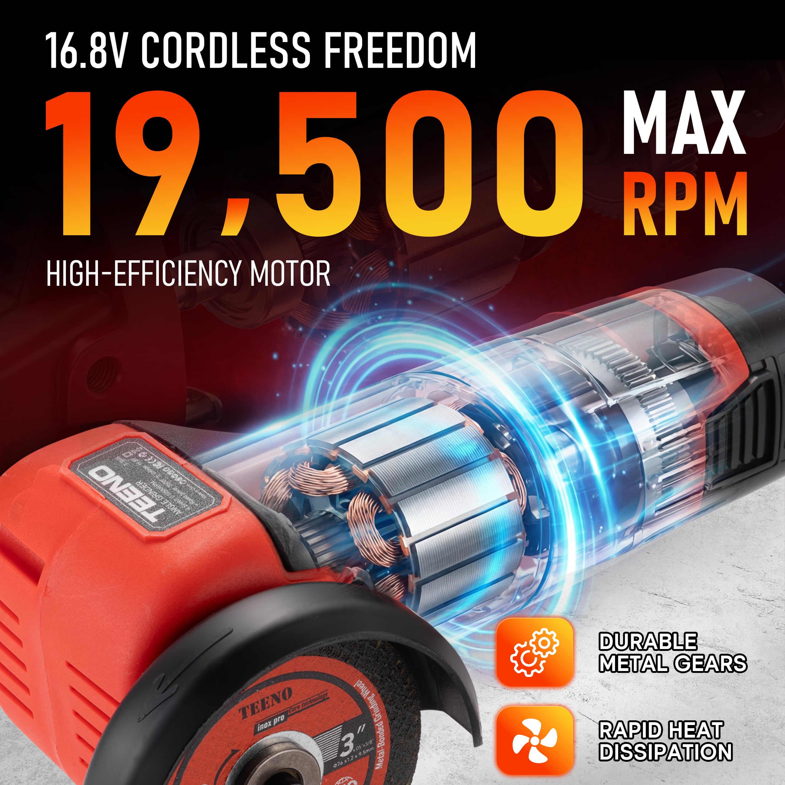 TEENO baterías 16.8V y cargador rápido para trabajo continuo