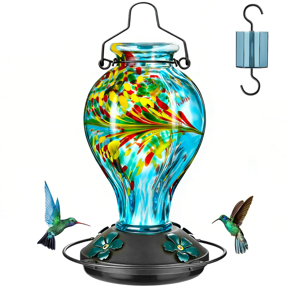 Tegarbed front hanging view showing blue phoenix design and inviting nectar