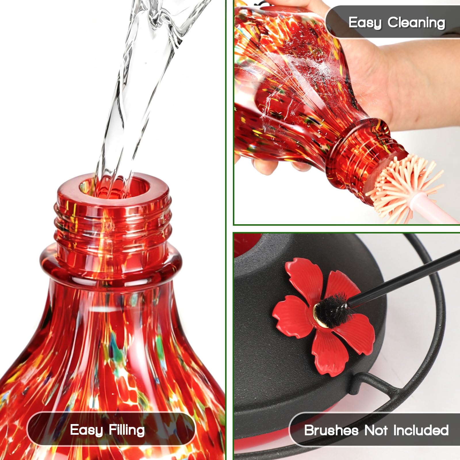 Tegarbed hand-blown glass texture and red polka dot pattern with charm