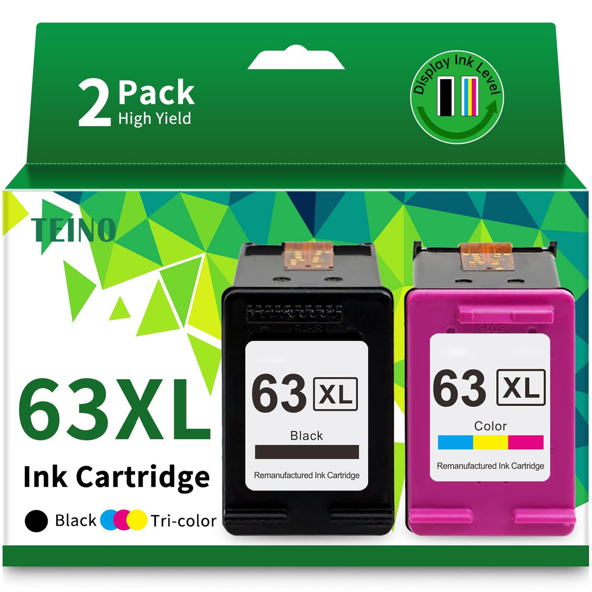 TEINO cartuchos 63XL frontal mostrando pack y colores, ahorro inmediato