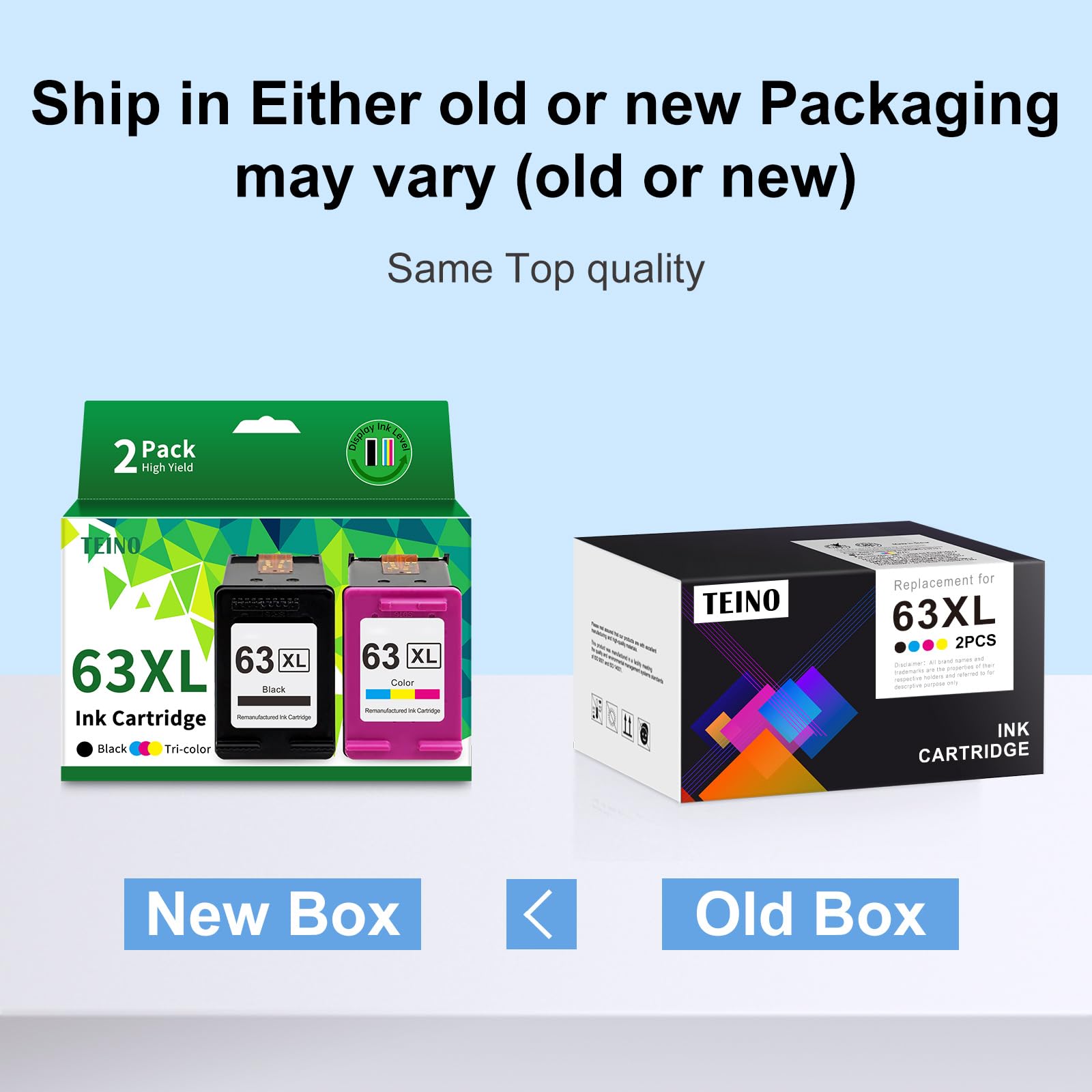 Empaque TEINO sostenible para cartuchos 63XL, reduce residuos