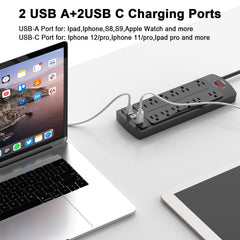 Teiobar acercamiento a puertos USB-C y USB-A para carga inteligente segura
