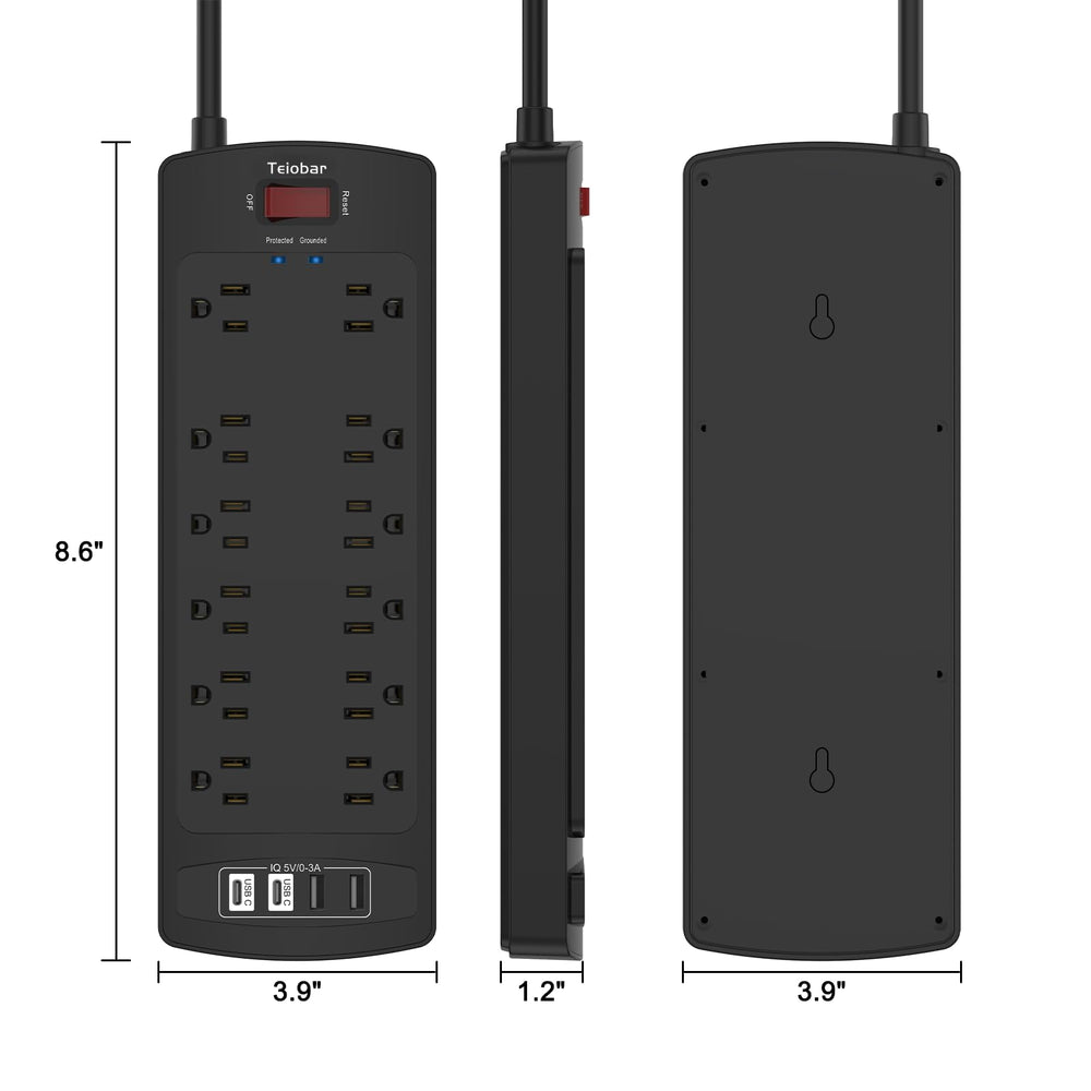 Teiobar tomada con adaptador grande insertado demostrando compatibilidad