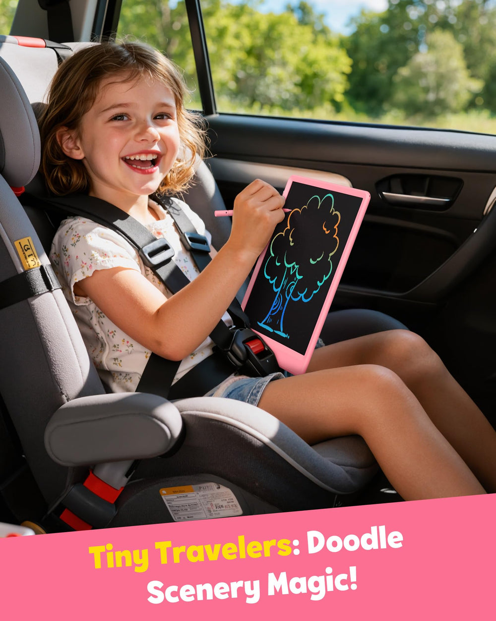 TEKFUN tableta en mochila destacando portabilidad para viajes familiares