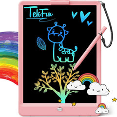 TEKFUN tableta frontal rosa mostrando pantalla protegida y diseño compacto