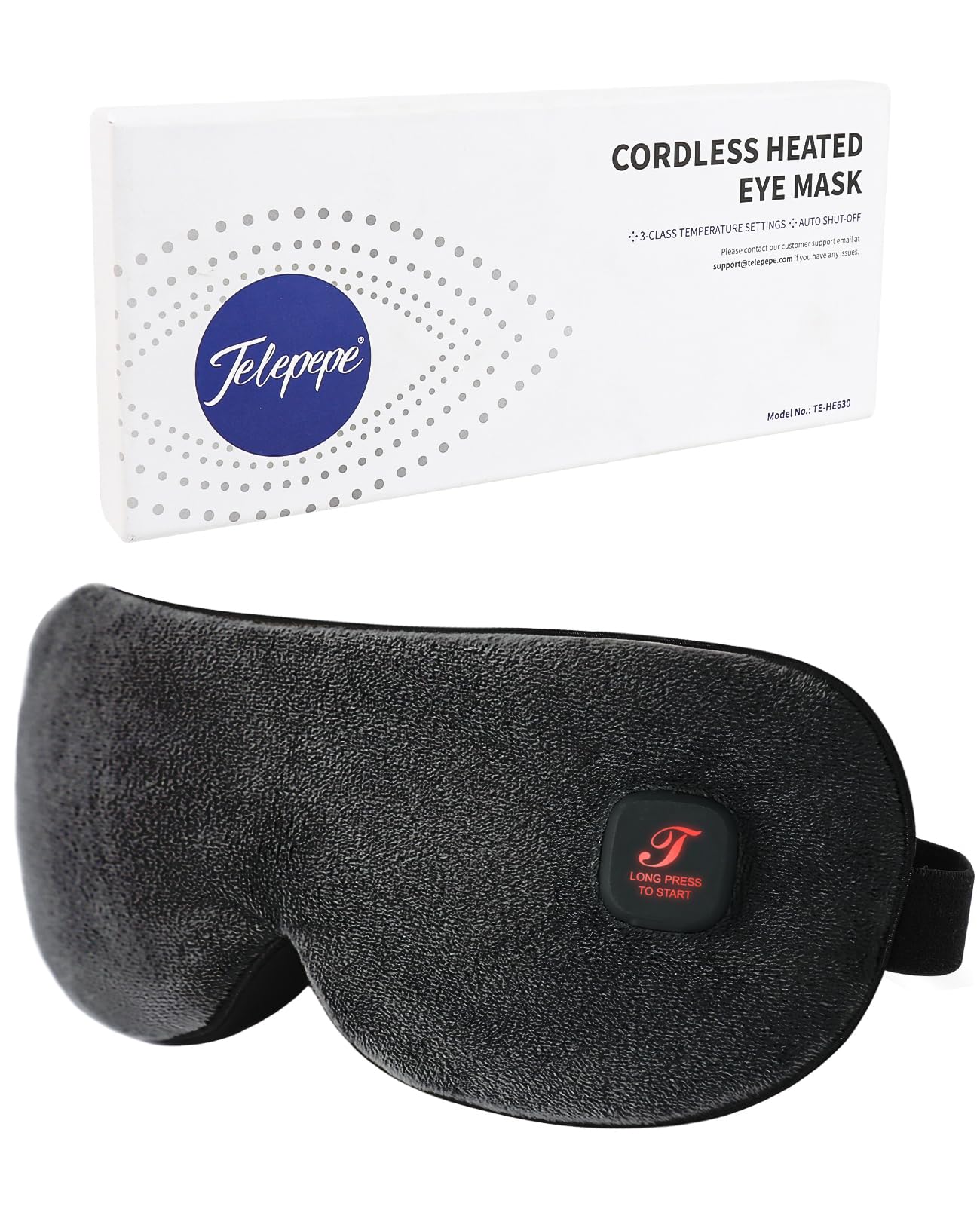 Telepepe mascarilla ocular frontal mostrando bloqueo de luz y diseño cómodo