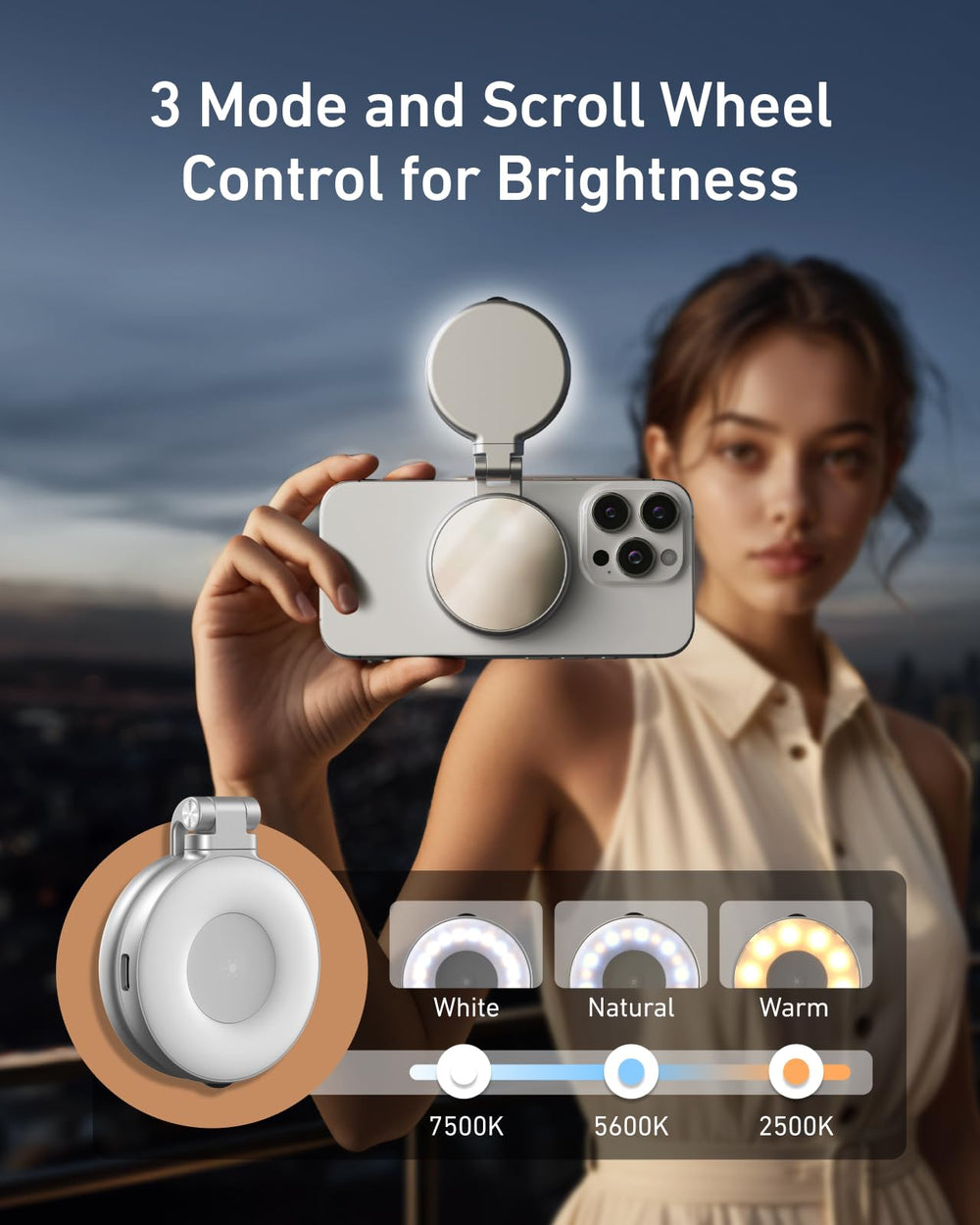 TELESIN fijada a iPhone MagSafe para selfies con luz uniforme y profesional