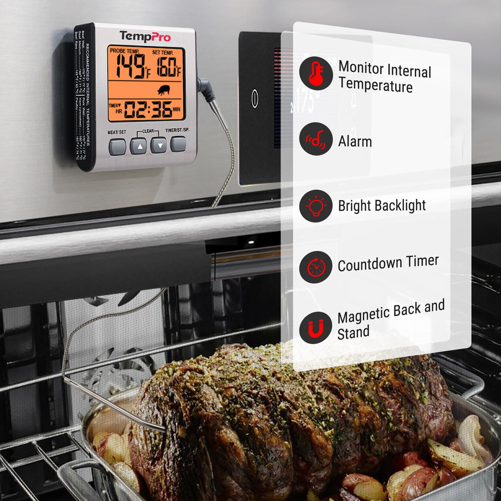 TempPro TempTrack sujeto con imán en parrilla, ofrece almacenamiento práctico