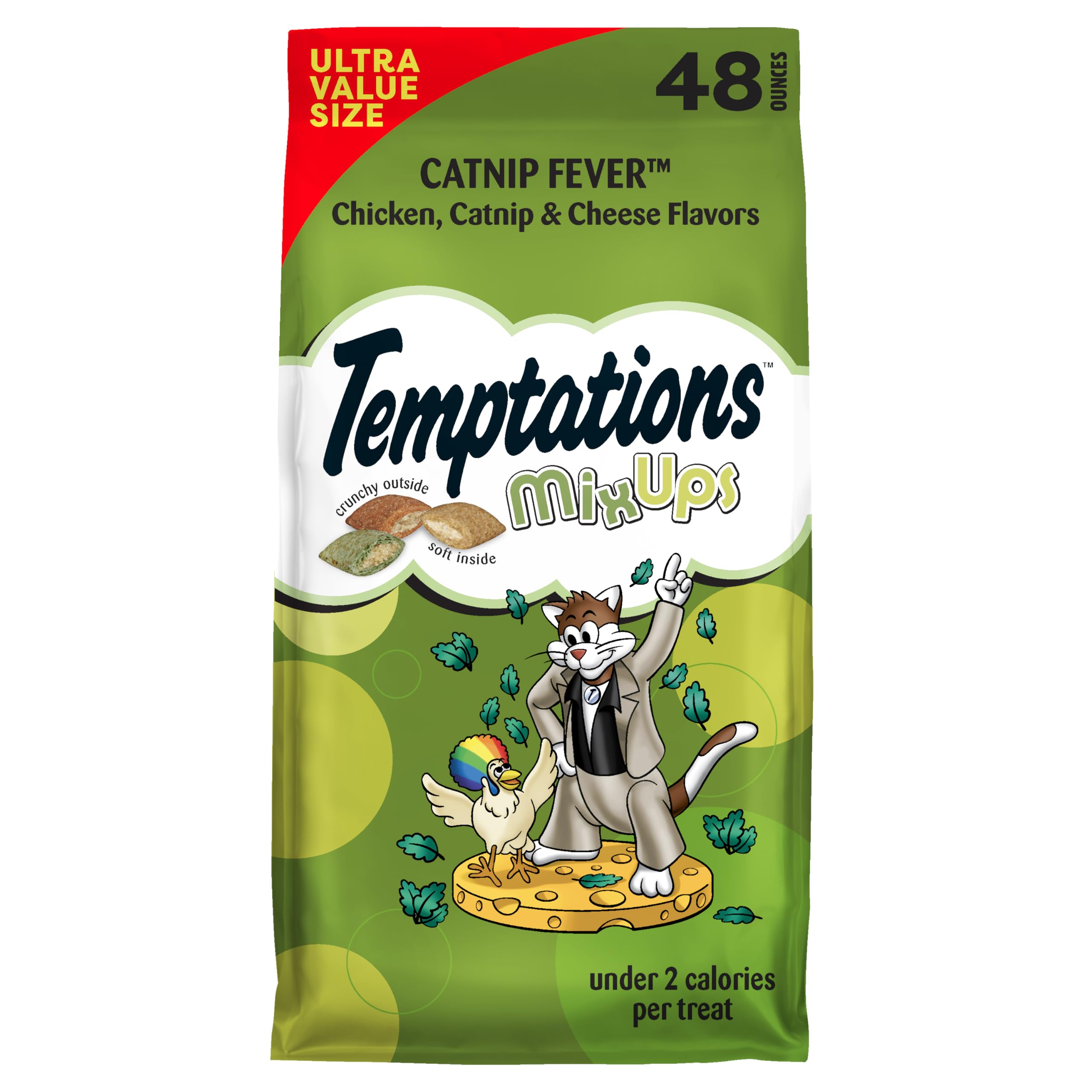 Temptations frente del empaque mostrando 48 oz y atractivo visual