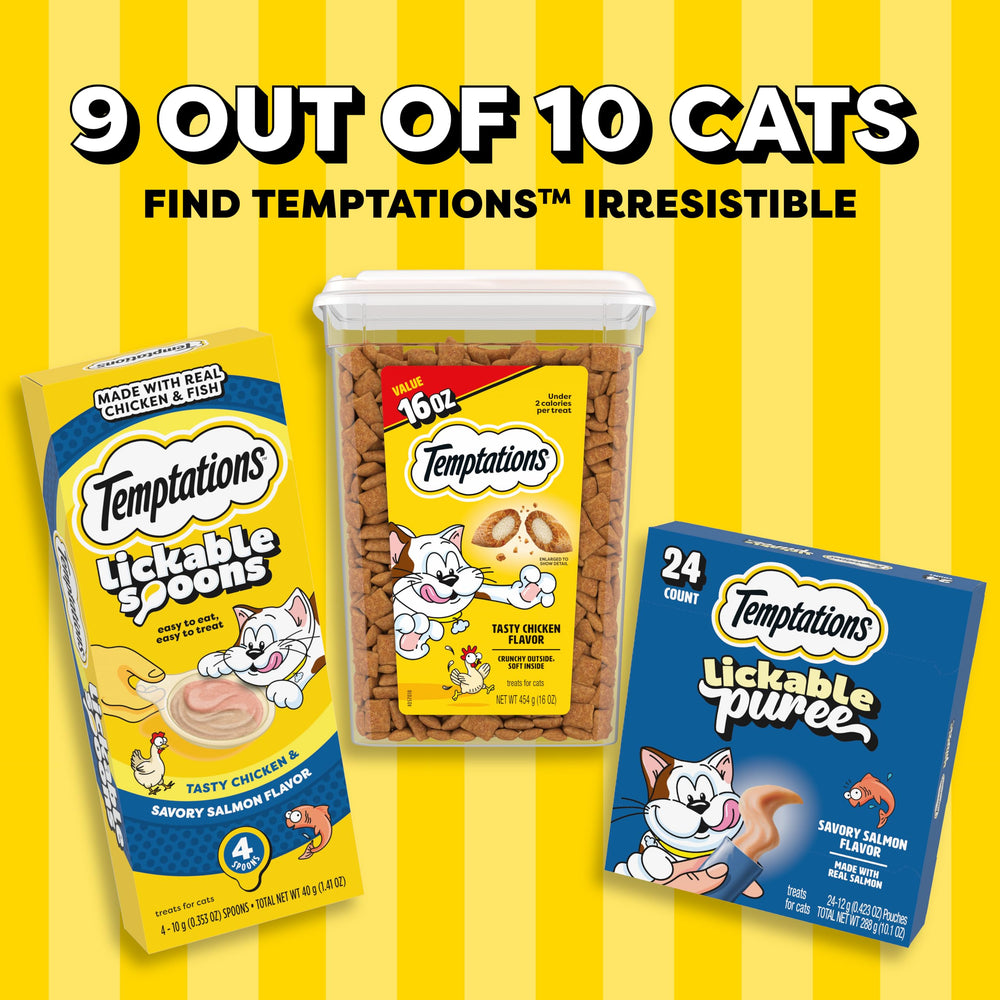 Temptations bolsa 30 oz junto a mano para comparar tamaño y cantidad