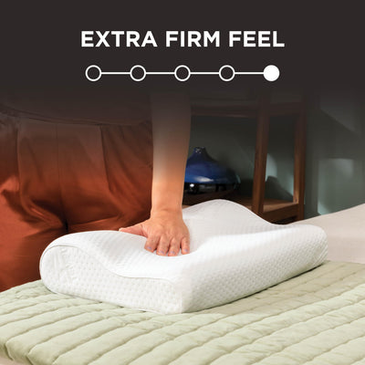 Tempur-Pedic pillow supporting a back sleeper to maintain neutral spine alignment