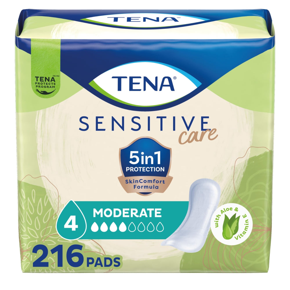 TENA empaque frente mostrando 216 unidades y beneficio de ahorro