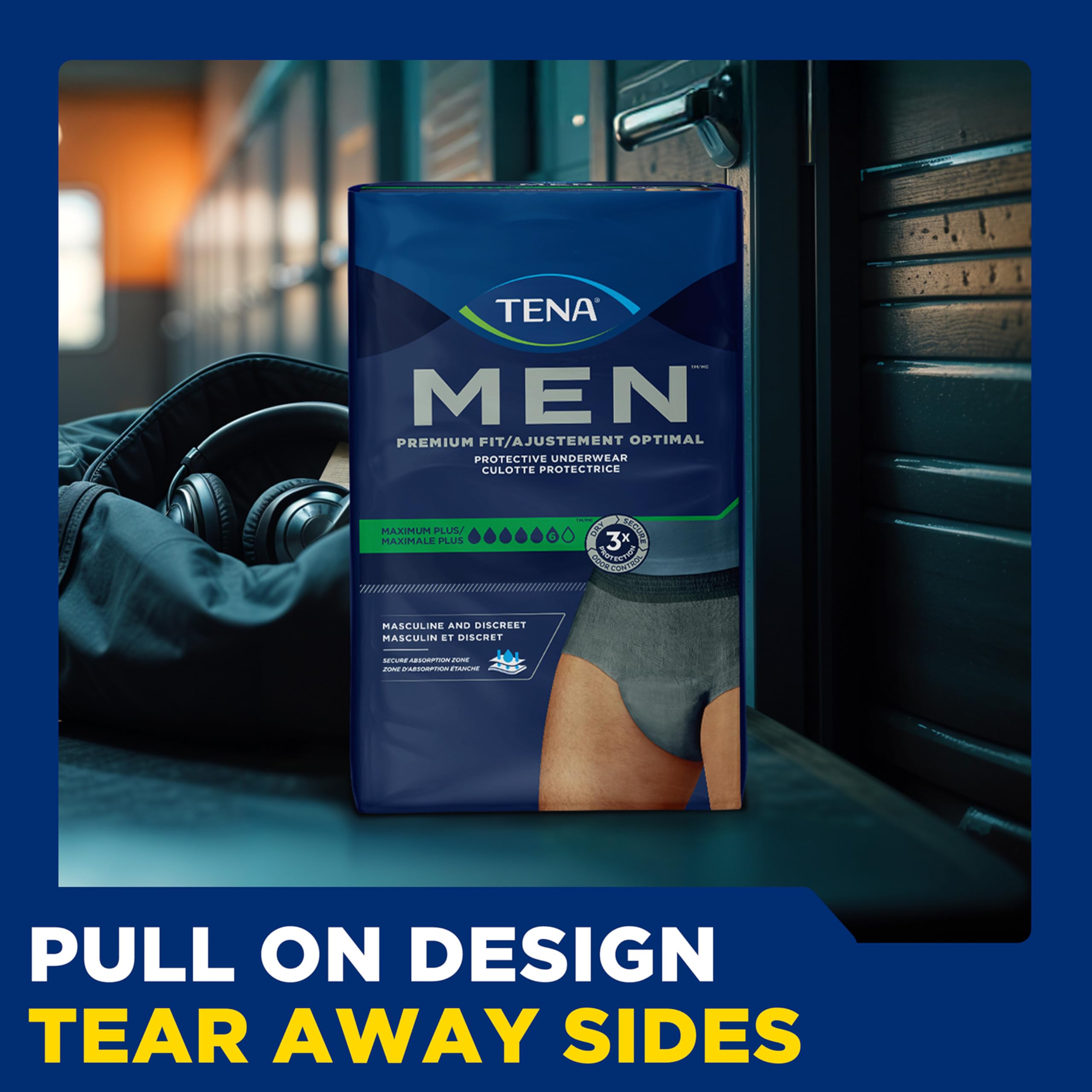TENA Men en uso con ropa casual para discreción y confianza