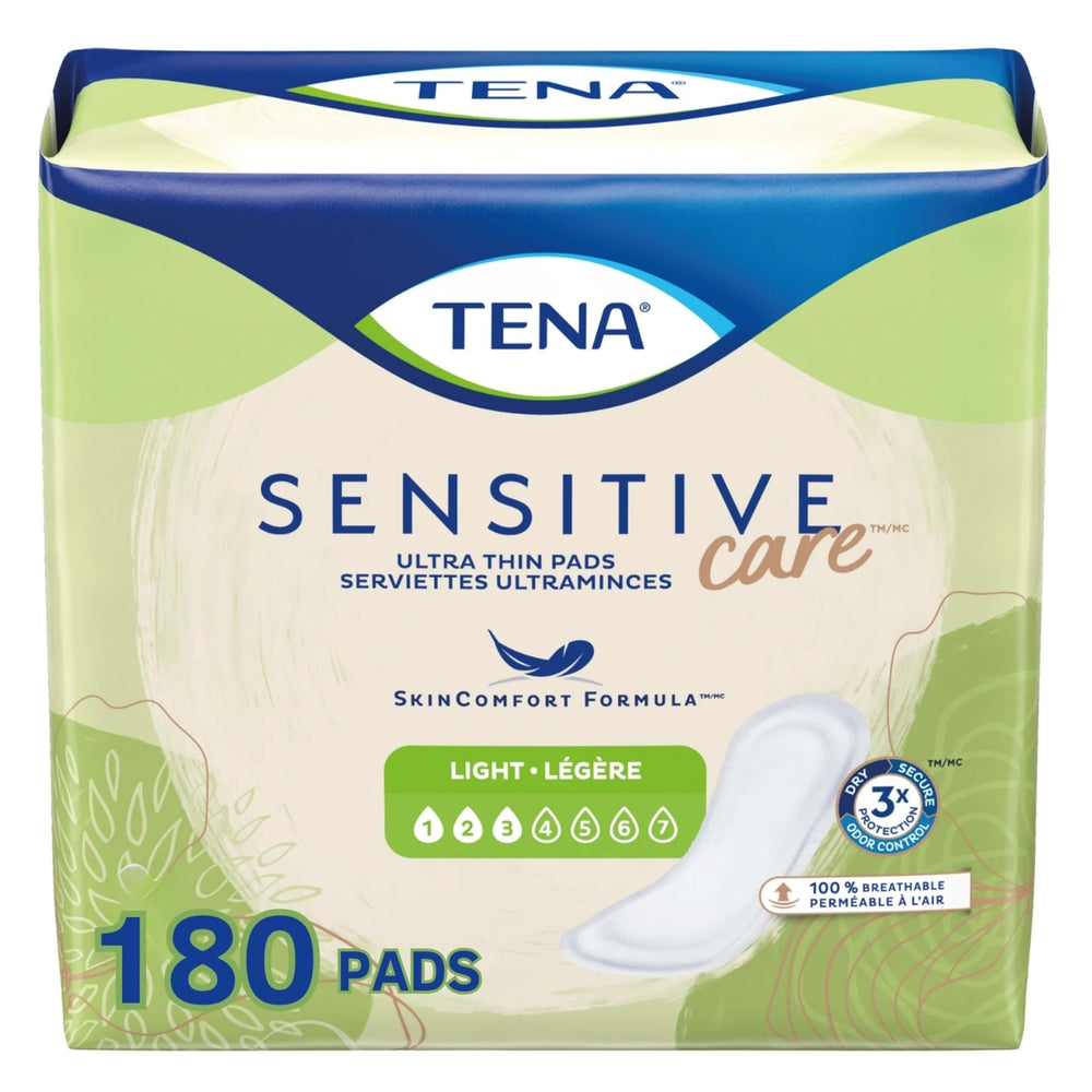 TENA frontal del paquete mostrando cantidad y diseño, confort inmediato