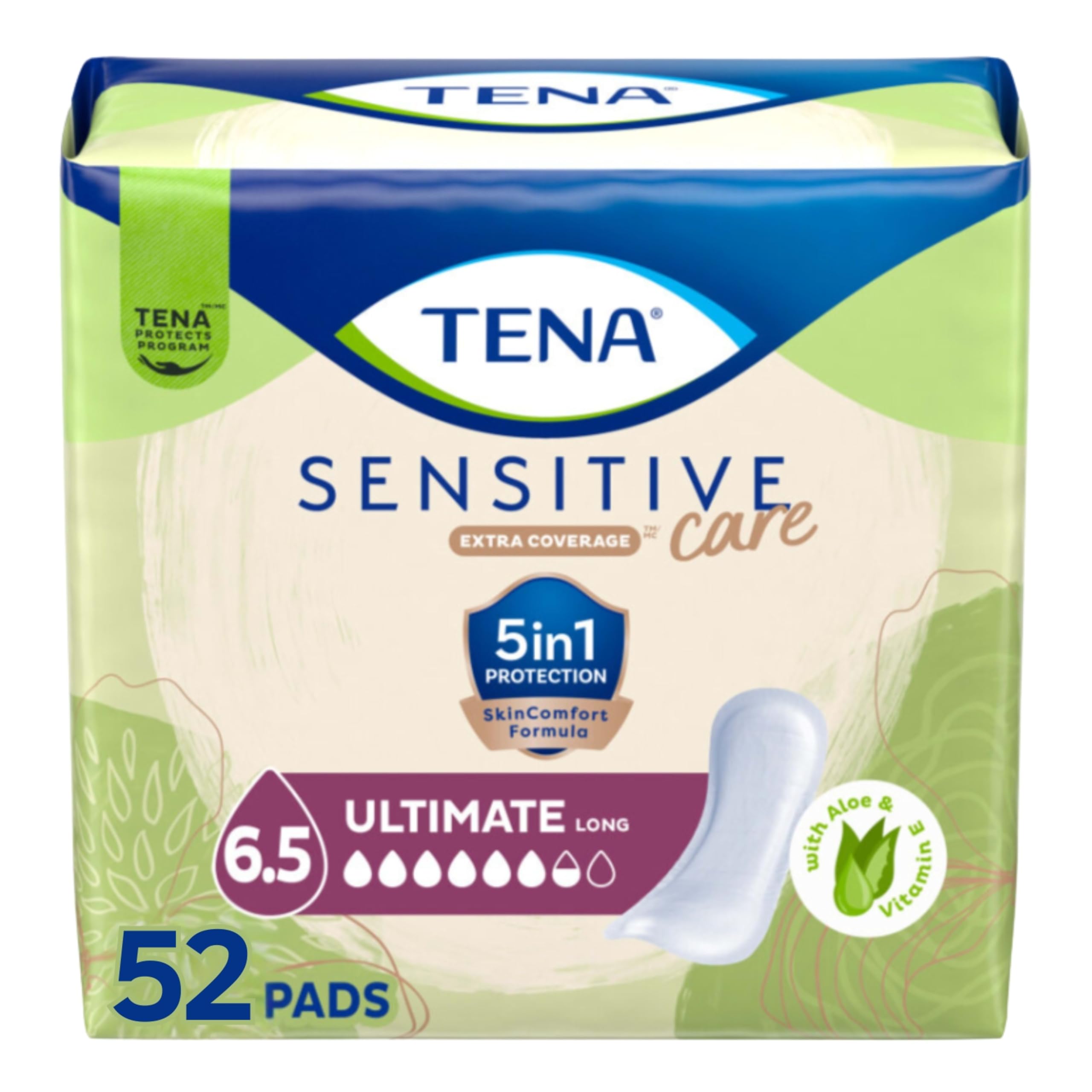 TENA frontal del paquete mostrando diseño y cantidad para confianza