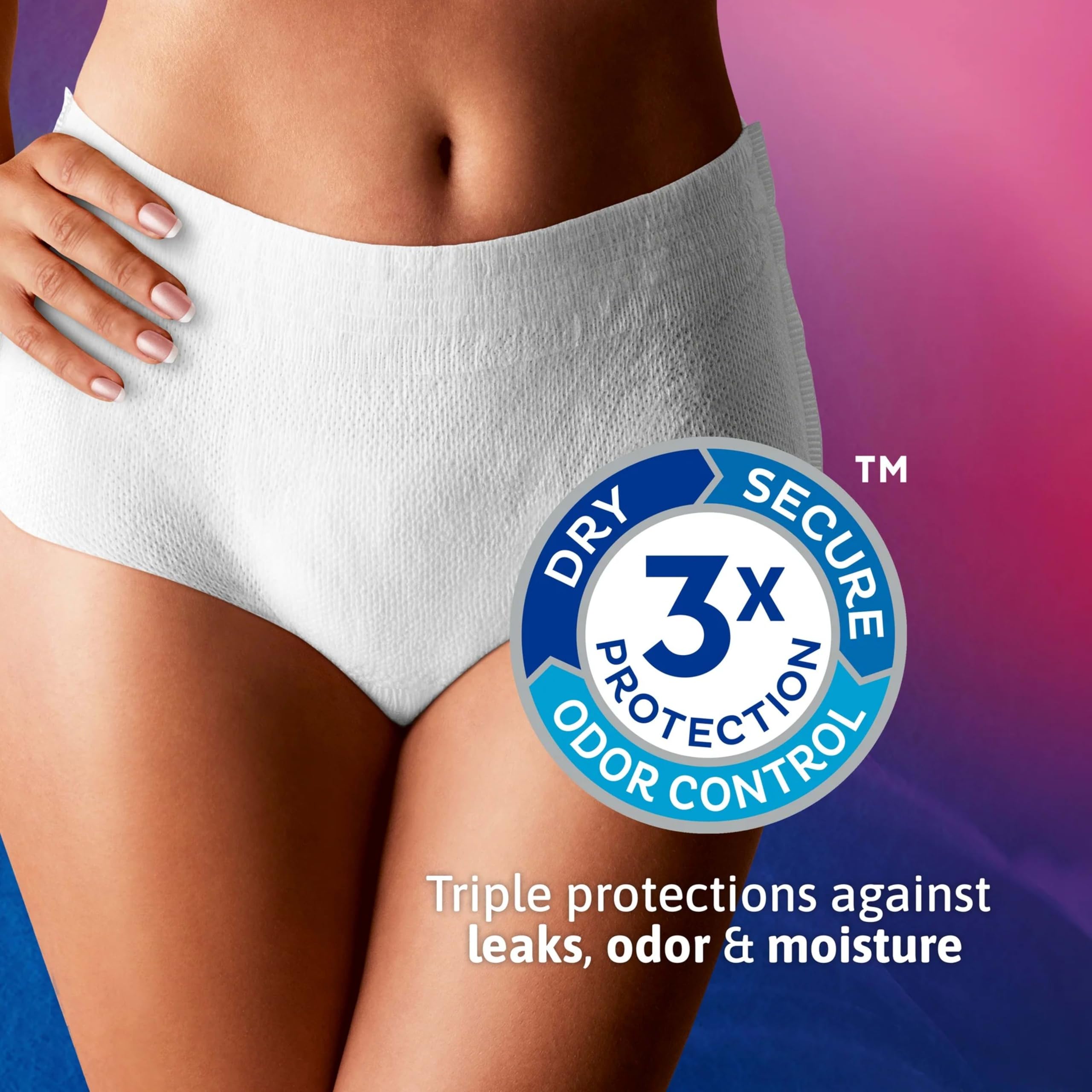 TENA absorbent core detail demonstrating targeted leak protection