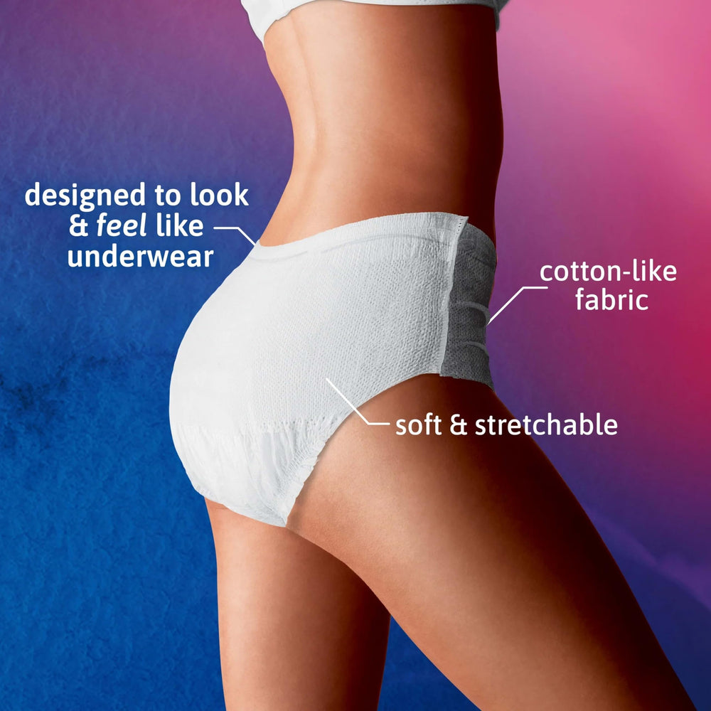 TENA close-up waistband showing soft stretch for comfortable fit