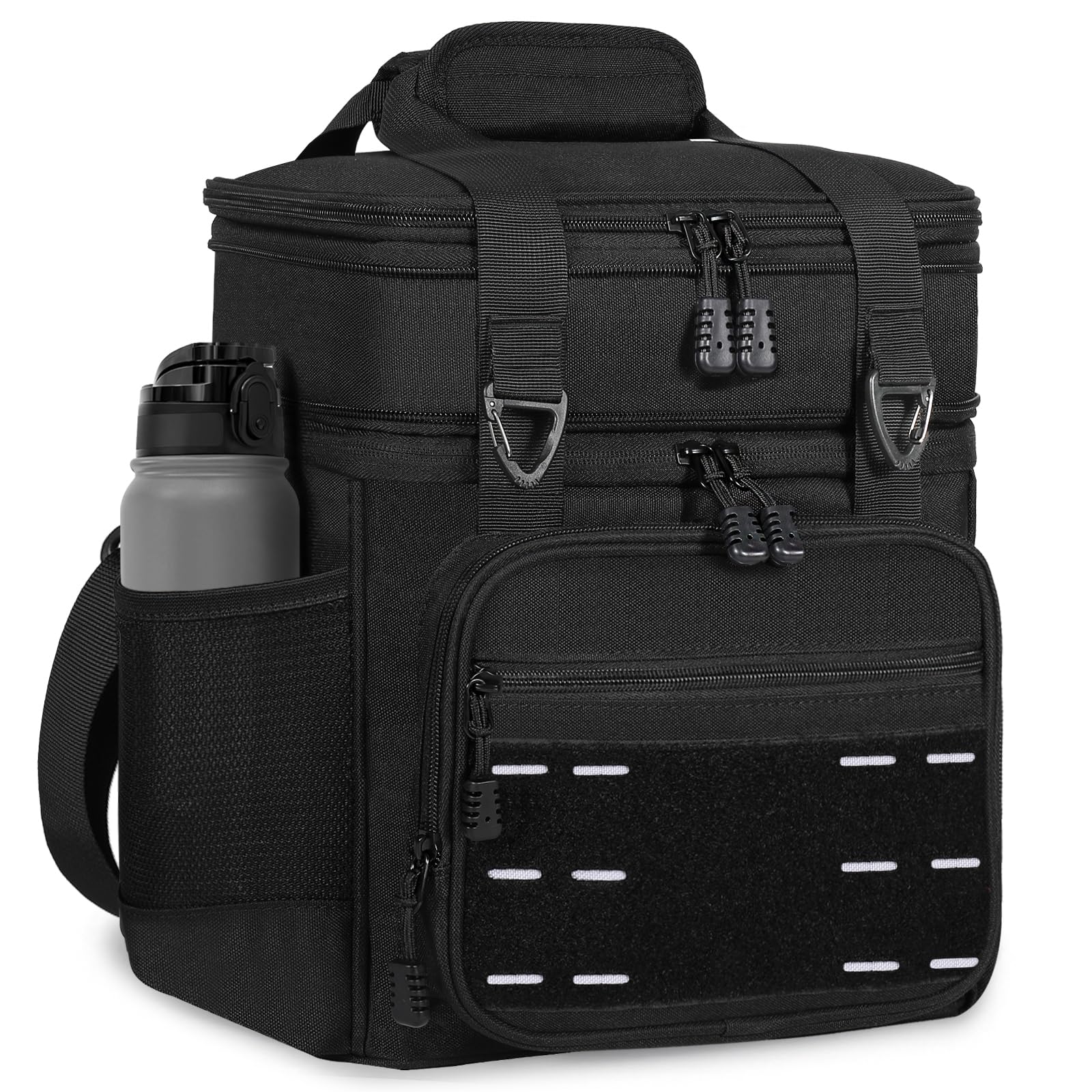 TENKIST frontal de la bolsa térmica mostrando dos niveles y cremallera resistente