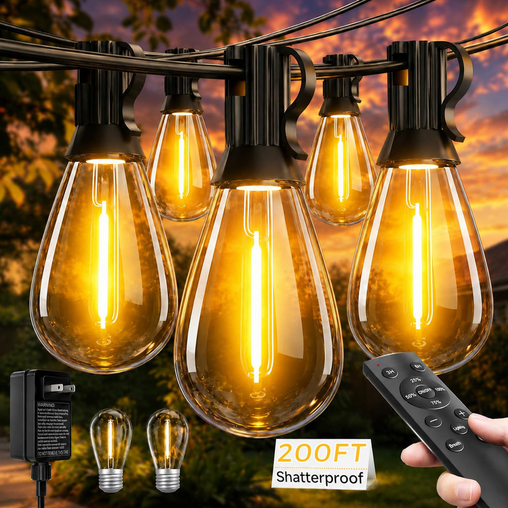 Tenmiro front packaging showing full 200ft string lights and key features
