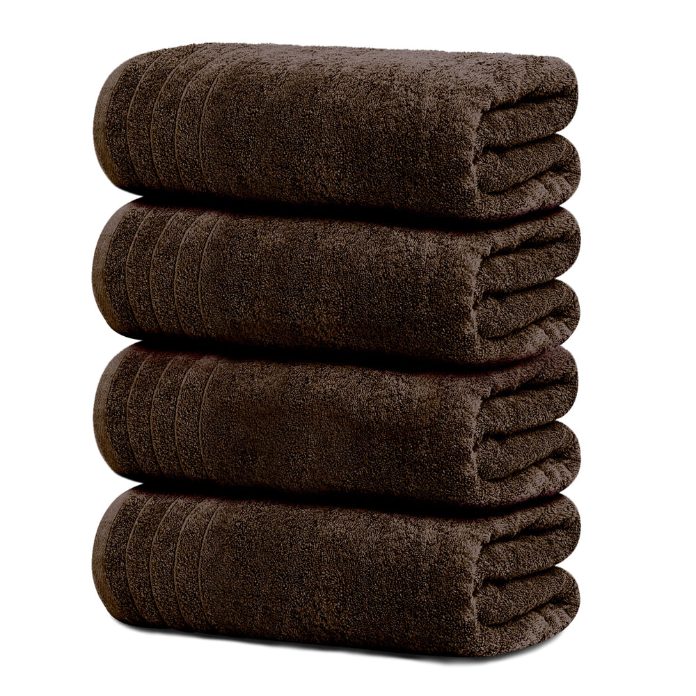 Tens Towels vista frontal del paquete mostrando las cuatro toallas y color marrón, práctico