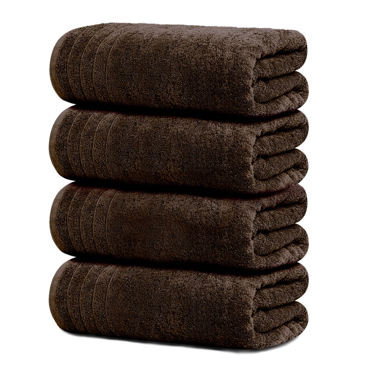Tens Towels vista frontal del paquete mostrando las cuatro toallas y color marrón, práctico