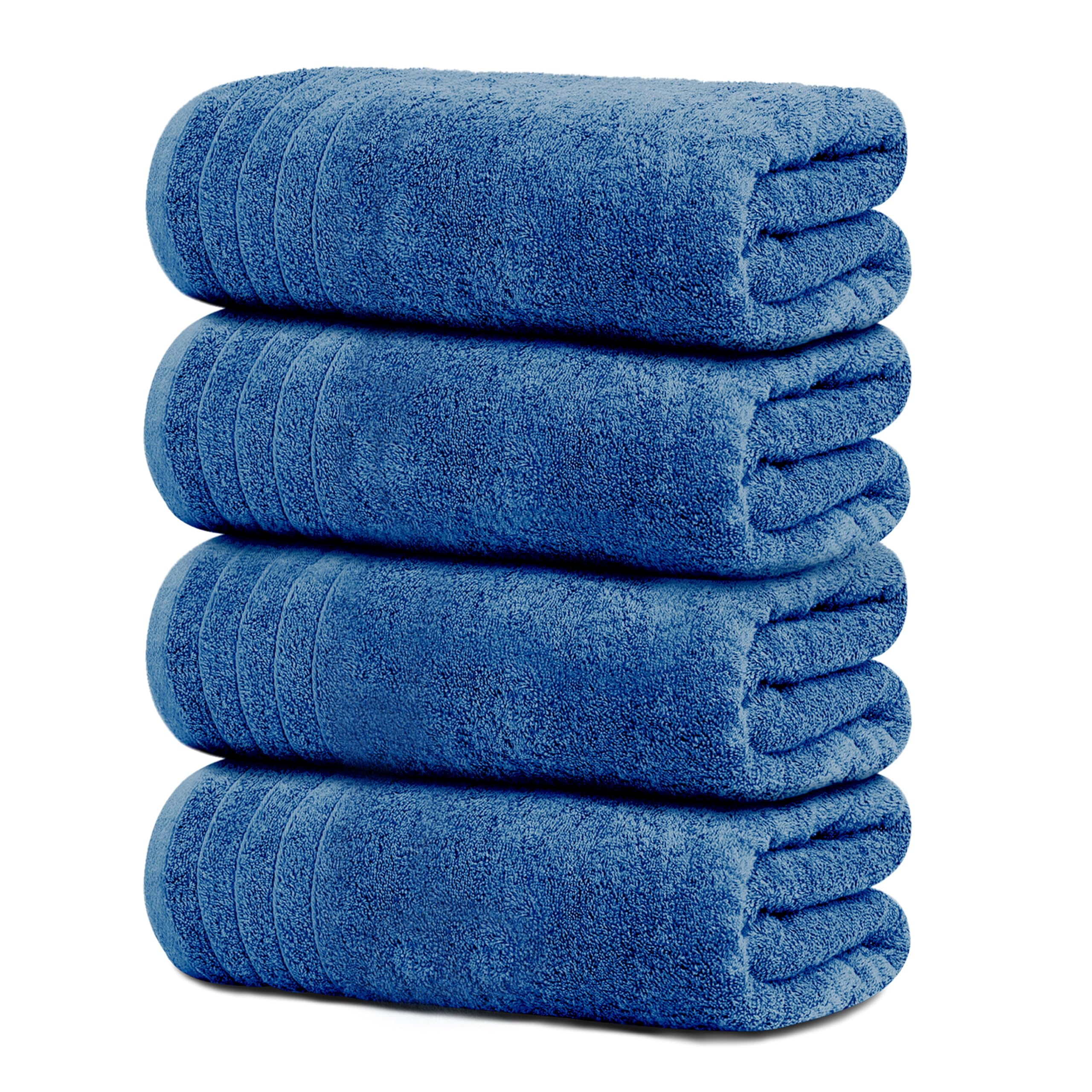Tens Towels vista frontal del paquete de cuatro toallas en azul, gran cobertura