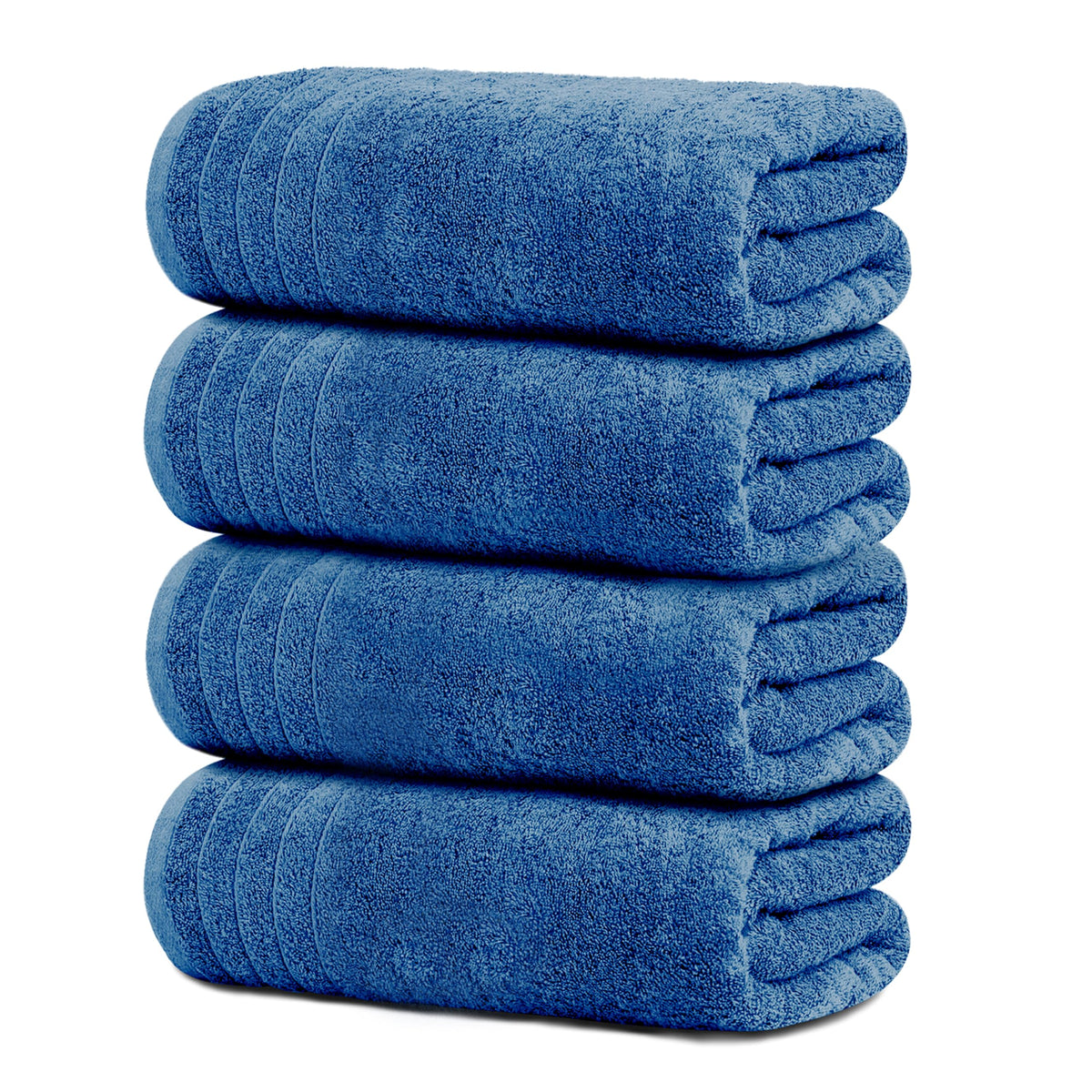 Tens Towels vista frontal del paquete de cuatro toallas en azul, gran cobertura