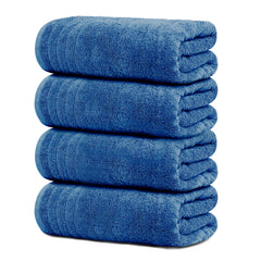 Tens Towels vista frontal del paquete de cuatro toallas en azul, gran cobertura