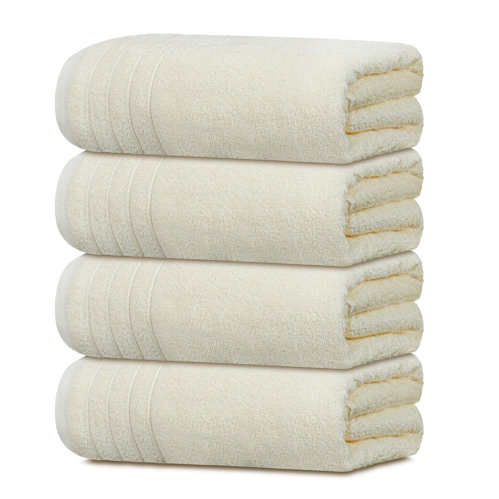 Tens Towels vista frontal del paquete crema mostrando las cuatro toallas y su tamaño