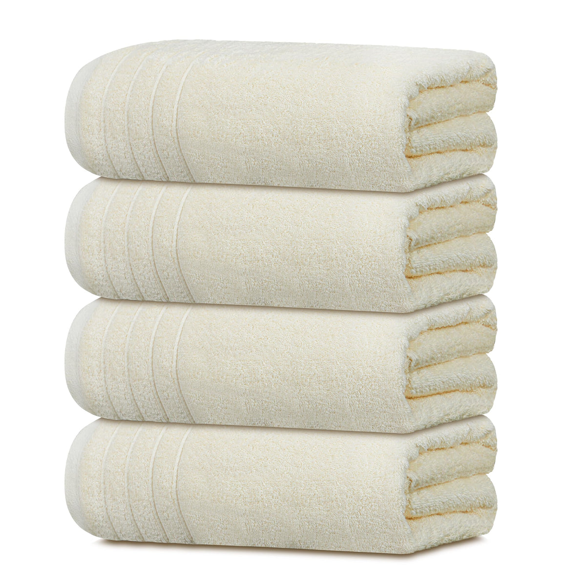 Tens Towels vista frontal del paquete crema mostrando las cuatro toallas y su tamaño