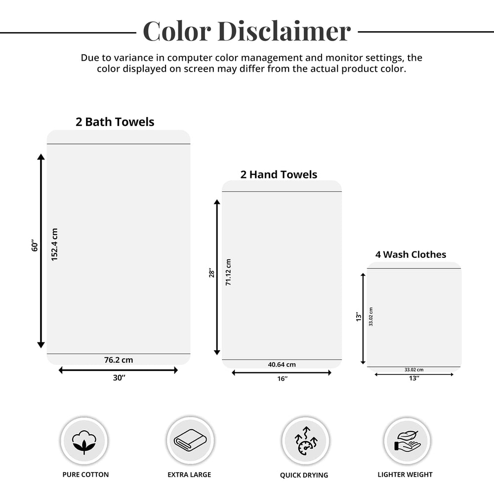 Tens Towels size comparison beside ruler showing accurate dimensions