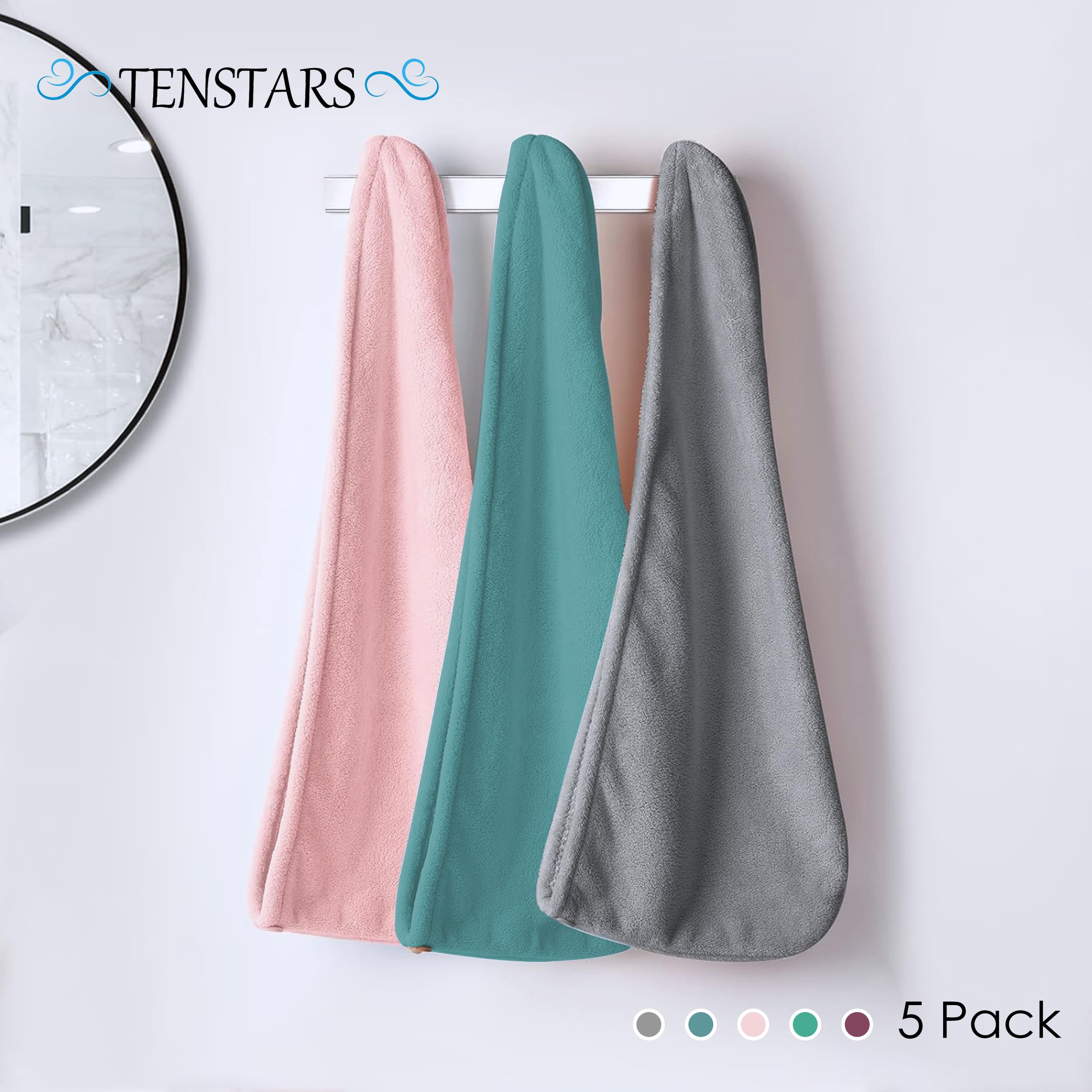 TENSTARS set de cinco turbantes ideal para rotación y durabilidad