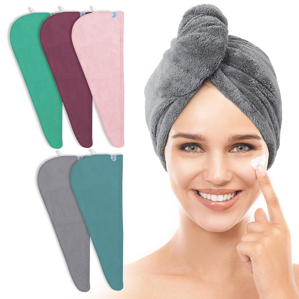 TENSTARS turbante pack frontal mostrando cinco colores y protección