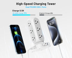 TenTrend USB ports closeup highlighting PD 20W fast charging benefit