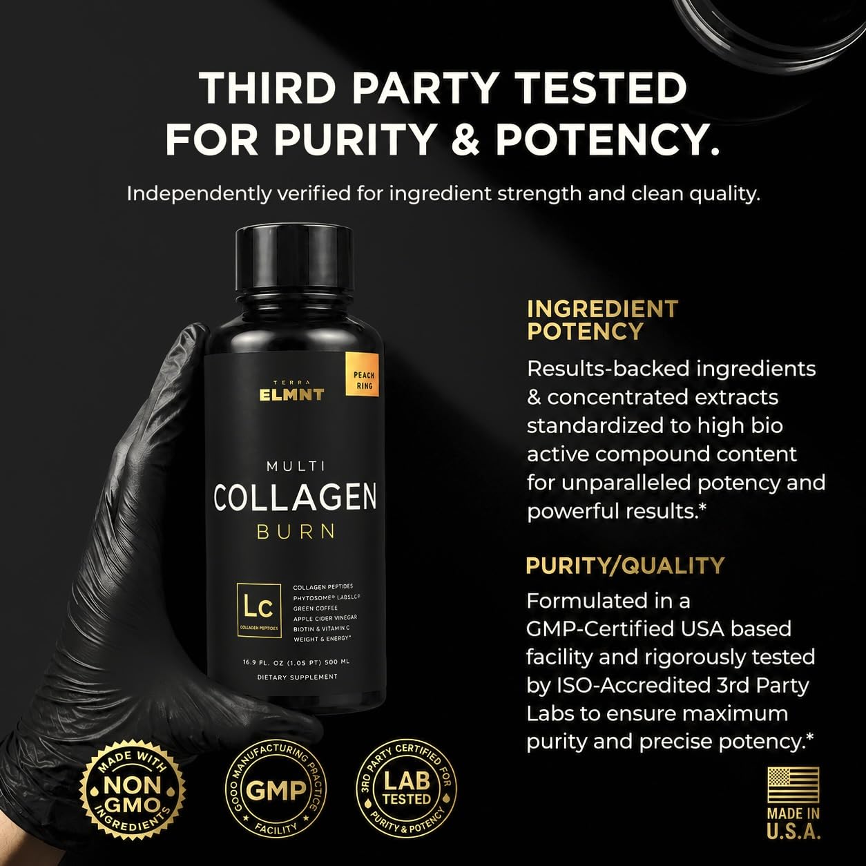 TERRA ELMNT etiqueta legible con ingredientes y dosis claras