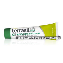 terrasil crema antifúngica frente mostrando envase y beneficio de alivio rápido