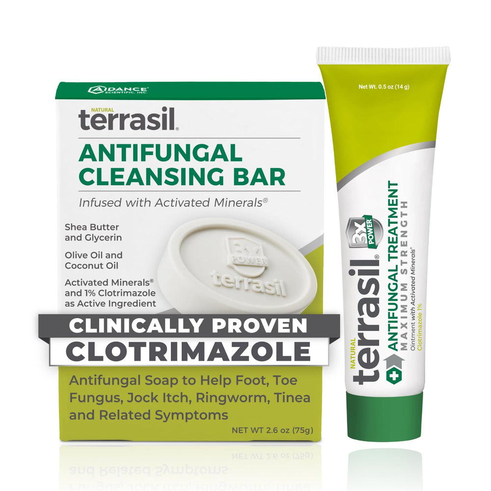Terrasil kit frontal mostrando crema y jabón para tratamiento antifúngico