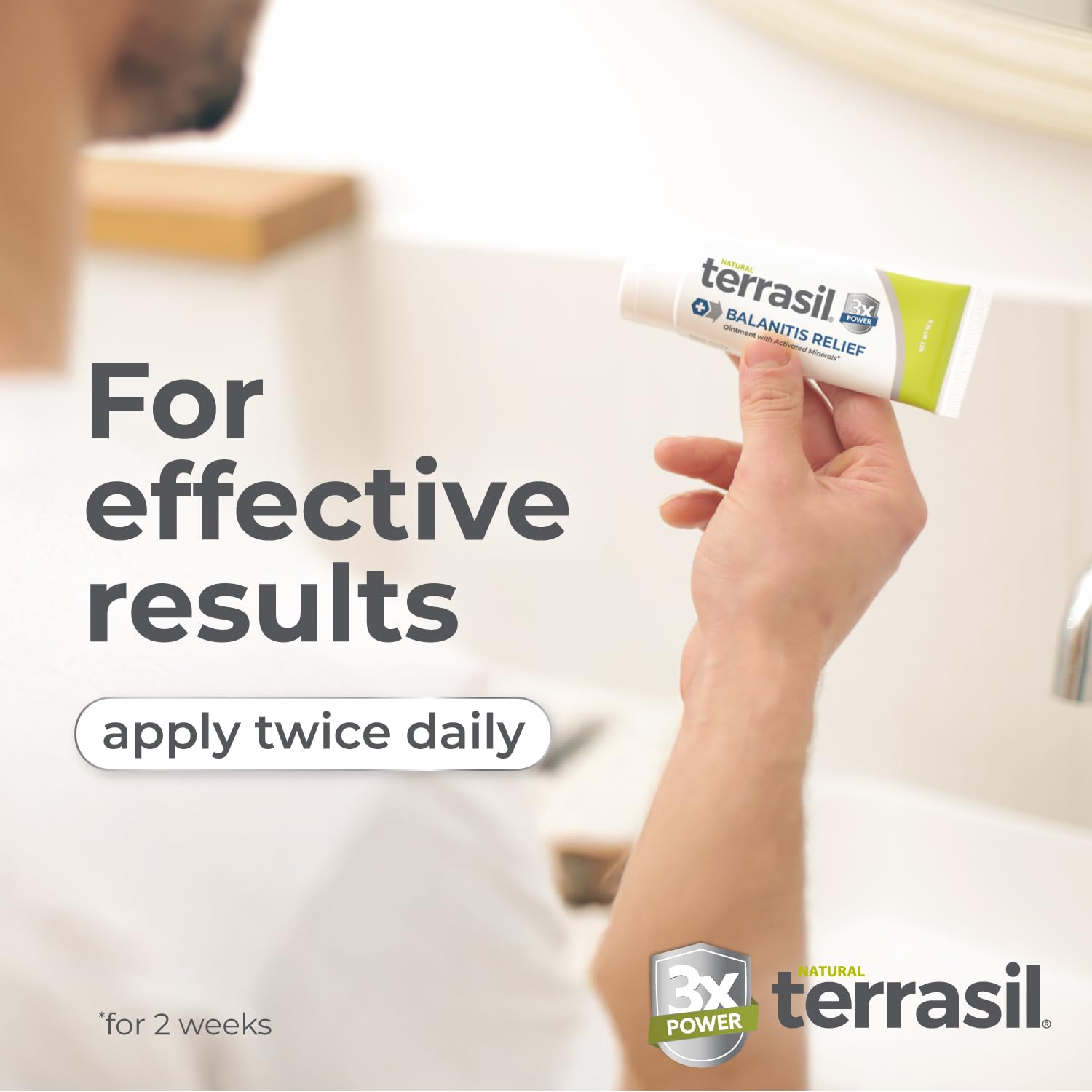 terrasil on bathroom counter lifestyle shot for daily routine support