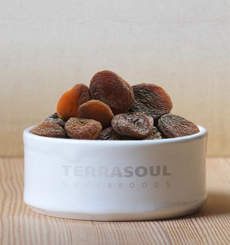 Terrasoul Superfoods albaricoques en bol listos para mezclar en granola