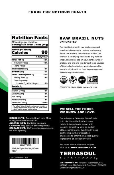 Terrasoul Superfoods primer plano de textura de nueces de Brasil para visualización de calidad