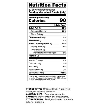 Terrasoul Superfoods comparativa de tamaño de nuez de Brasil en mano para referencia de porción