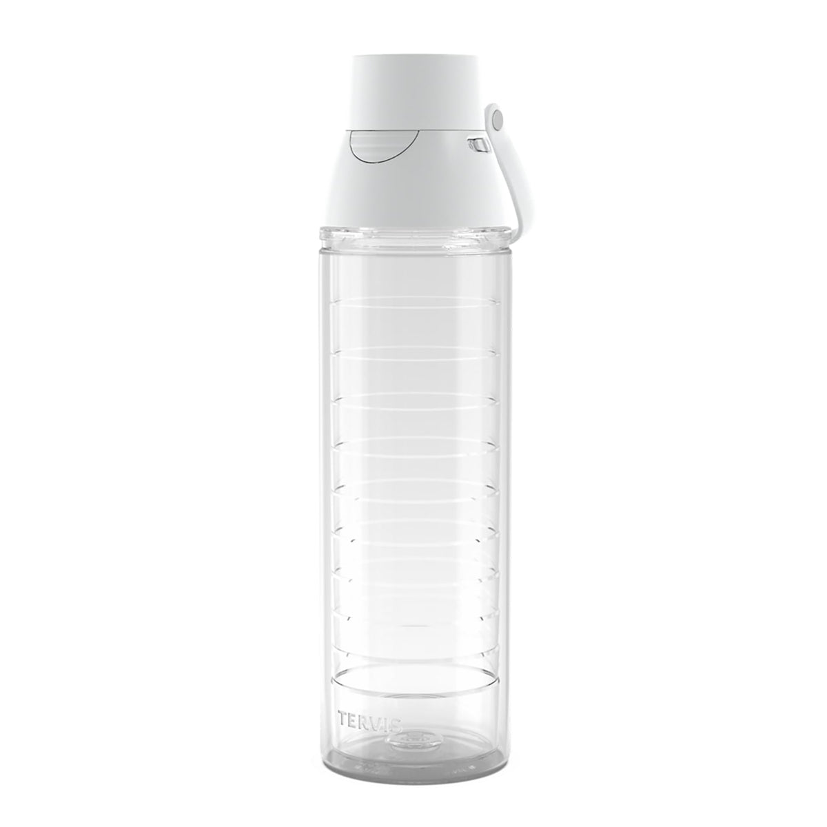 Tervis clear front view showing leakproof lid and ergonomic grip