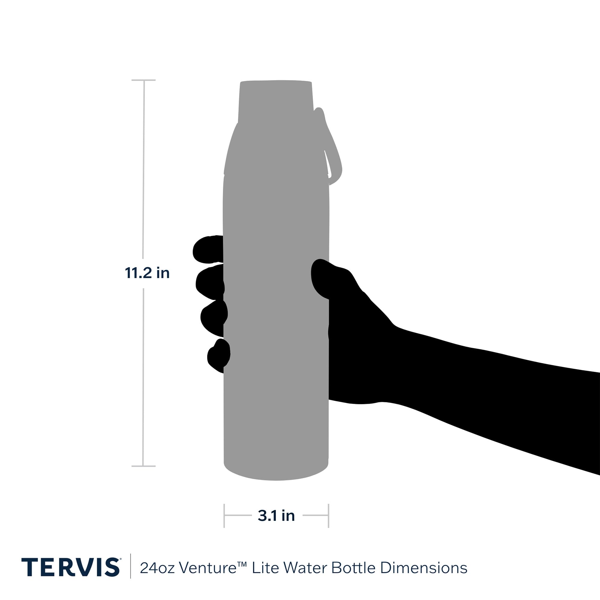 Tervis bottle with ice cubes showing large opening and cold retention