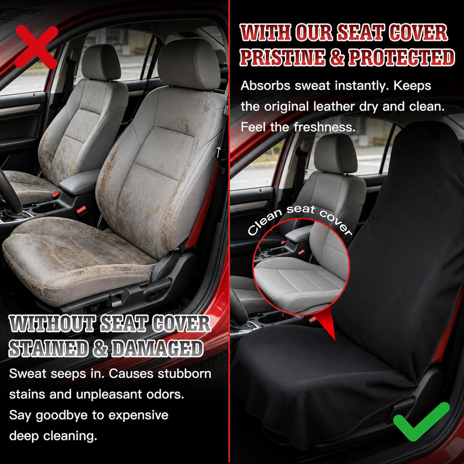 TESFEEL comparativa de tamaño en asiento, cobertura amplia y ajustada