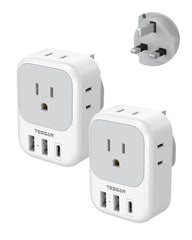 TESSAN adaptador frontal pack 2 mostrando salidas y puertos para múltiples cargas
