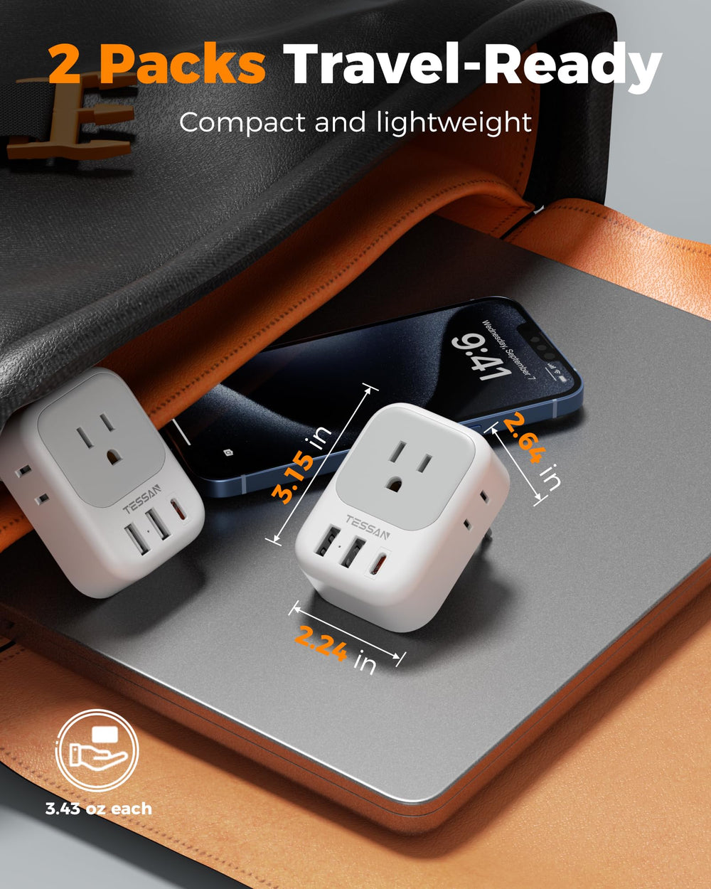 TESSAN adapter powering laptop and phone in use, keeps multiple devices charged