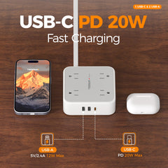 TESSAN primer plano del puerto USB‑C 20W, carga rápida eficiente