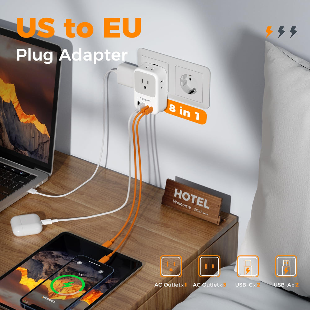 TESSAN detalle del puerto USB-C PD 20W para carga rápida segura