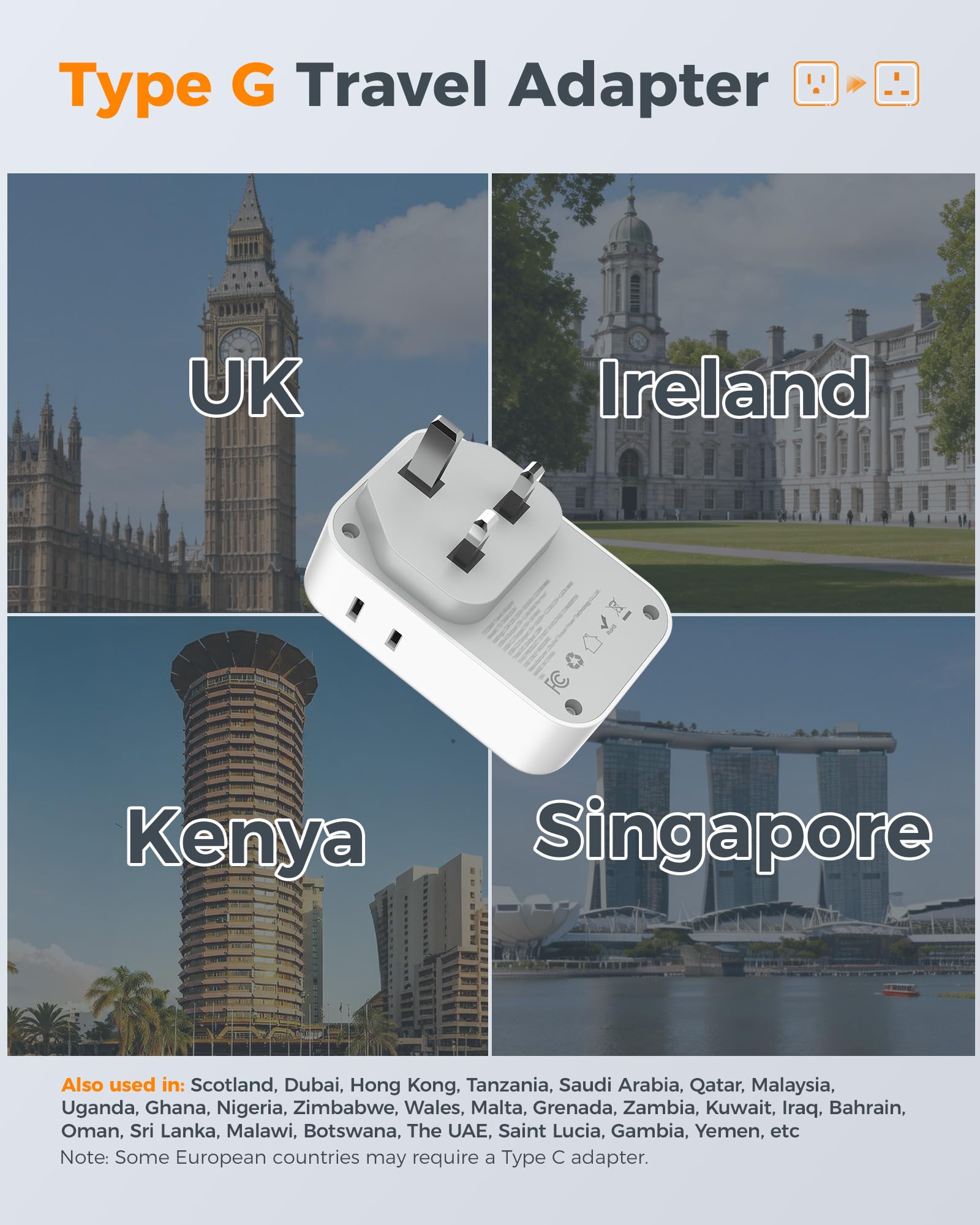 TESSAN detalle de puertos USB-C y USB-A para carga rápida y simultánea